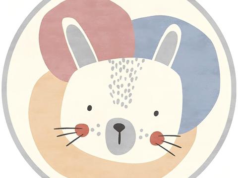 儿童房圆形可爱卡通地毯贴图