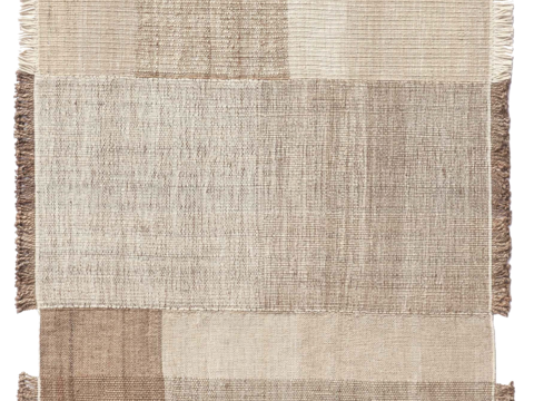 侘寂风简约麻布几何地毯