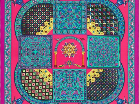  国外高端丝巾面料印花图案140 