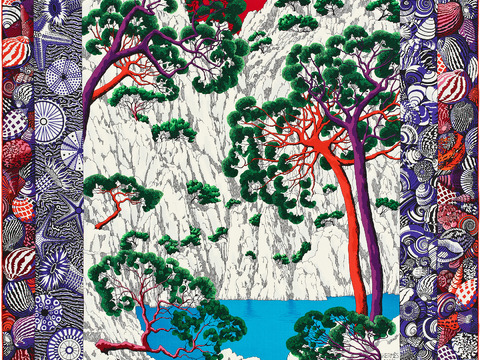 国外高端丝巾面料印花图案214