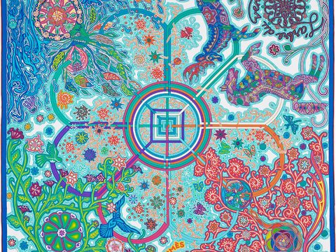  爱马仕丝巾印花图案手绘插画图集35 