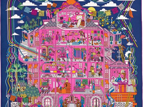  爱马仕丝巾印花图案手绘插画图集37 