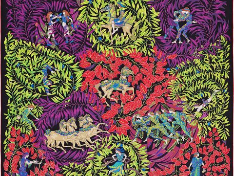  爱马仕丝巾印花图案手绘插画图集14 