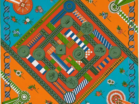  爱马仕丝巾印花图案手绘插画图集49 