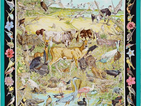  爱马仕丝巾印花图案手绘插画图集13 