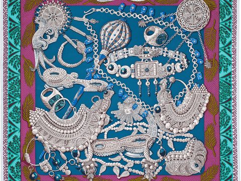  爱马仕丝巾印花图案手绘插画图集65 