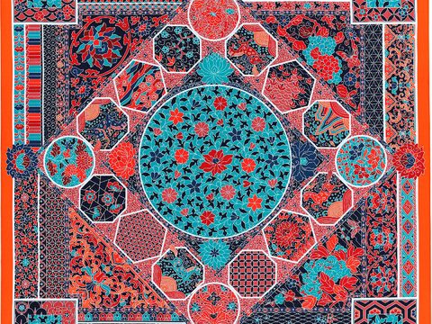 国外高端丝巾面料印花图案834