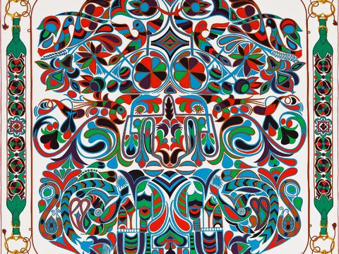 国外高端丝巾面料印花图案919