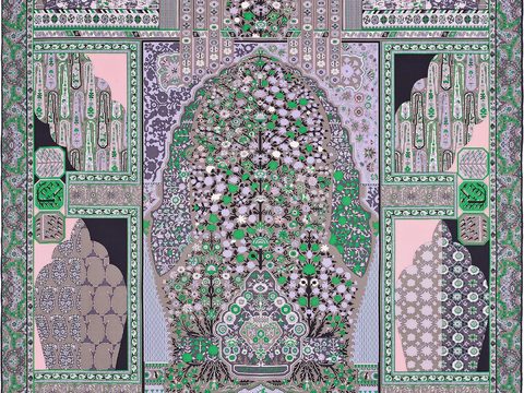 国外高端丝巾面料印花图案953