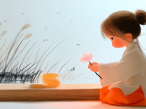 儿童房挂画手工蜡笔画手工铅笔画彩色铅笔画