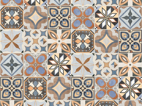 无缝复古拼花图案瓷砖-小花砖-仿古砖