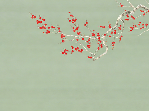 中式古典梅花背景墙