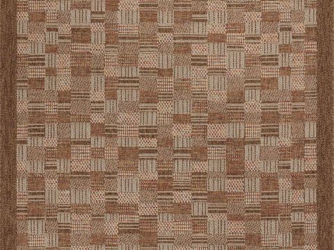 复古中古条纹地毯 橘咔色亚麻地毯贴图