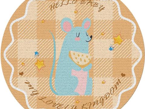 儿童房圆形可爱卡通地毯贴图