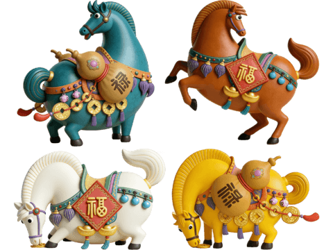  PS免抠马年手办 国潮手办 马年摆件 非遗传承活动 非遗手办 