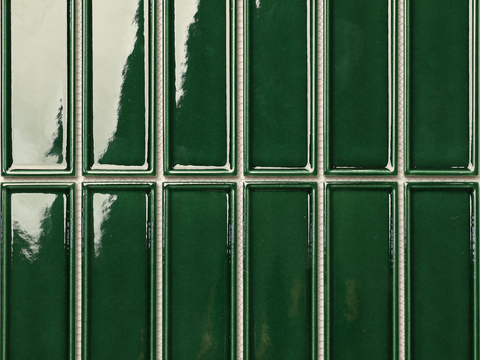 亮面墨绿渐变长条砖 复古风墙面砖 PBR 无缝纹理贴图