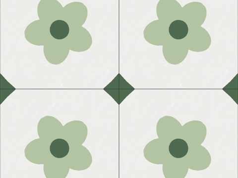 法式北欧无缝绿色复古小花砖瓷砖贴图