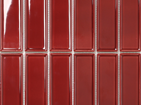 亮面深红长条砖 复古风墙面砖 PBR 无缝纹理贴图