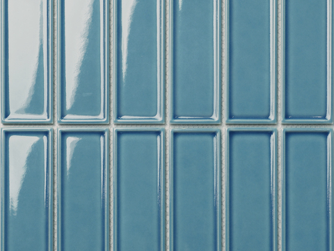 柔光雾面蓝色长条砖 工业风墙面砖 PBR 无缝纹理贴图