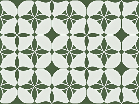 法式北欧无缝绿色复古花砖瓷砖贴图