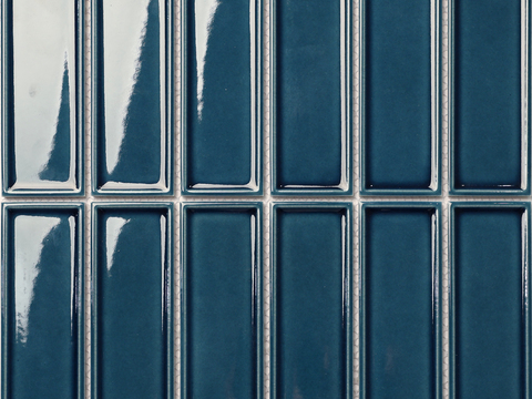 亮面墨蓝长条砖 工业风墙面砖 PBR 无缝纹理贴图