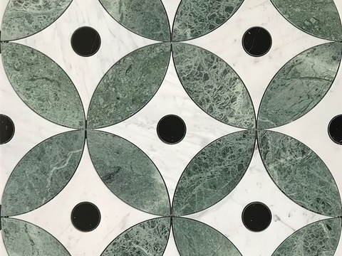 法式北欧无缝绿色复古花砖瓷砖贴图