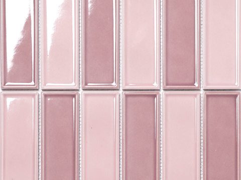 柔雾粉渐变长条砖 南洋风墙面砖 PBR 无缝纹理贴图