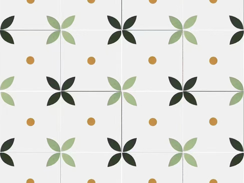 法式北欧无缝绿色复古花砖瓷砖贴图