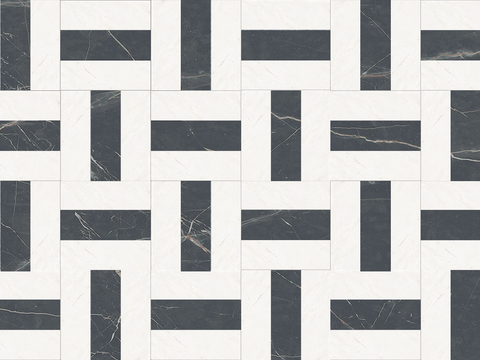  现代意式轻奢拼花大理石 黑白拼花大理石 