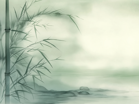  高清中式竹子水墨画 