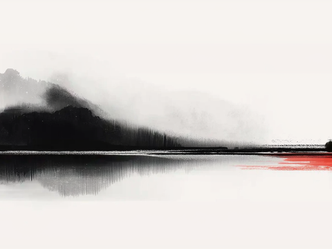  高清中式山水水墨画 