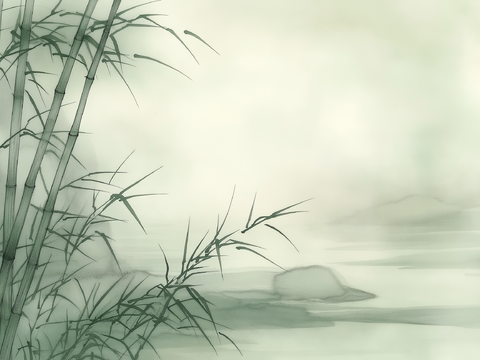  高清中式竹子水墨画 