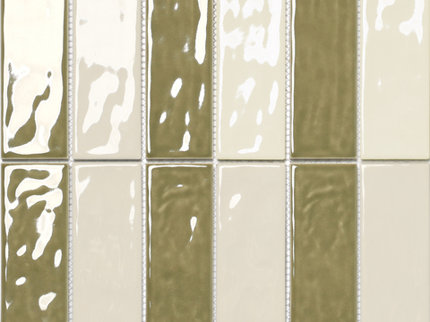 橄榄绿奶白拼色渐变釉面长条砖 高清瓷砖贴图
