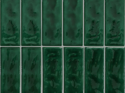波浪纹祖母绿釉面长条马赛克 复古风墙面砖高清素材