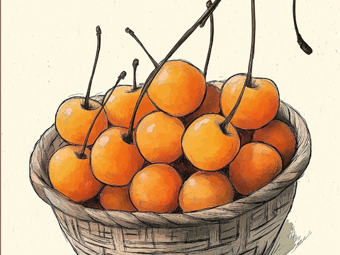  高清枇杷水果画 
