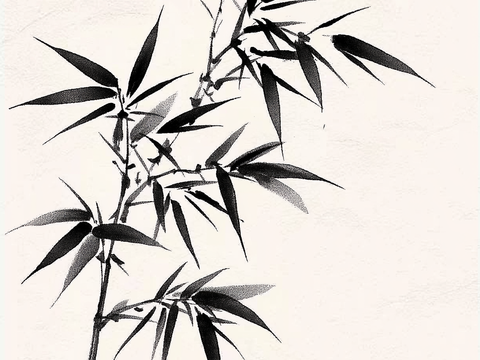  高清中式竹子水墨画 