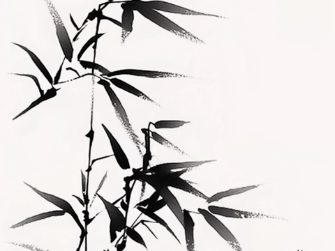  高清中式竹子水墨画 
