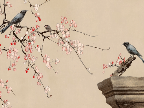  高清中式花鸟水墨画 