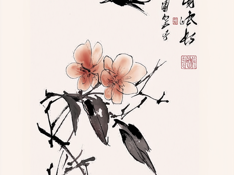  高清中式花鸟水墨画 