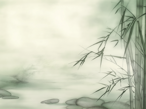  高清中式竹子水墨画 