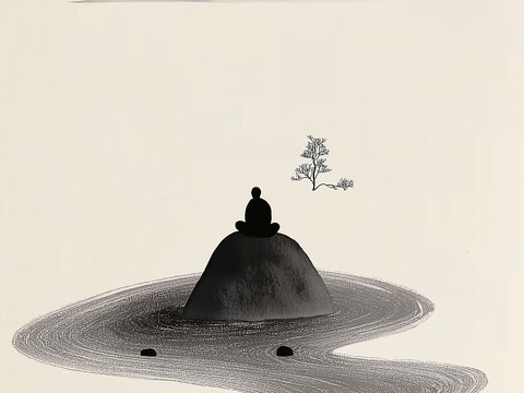  高清中式禅意水墨画 