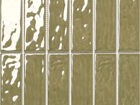 橄榄绿手工渐变釉面长条砖 马赛克 高清无缝瓷砖贴图