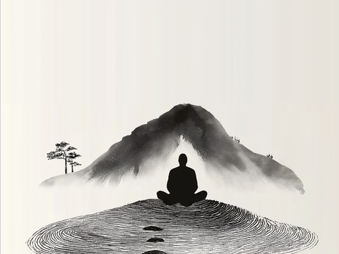  高清中式禅意水墨画 