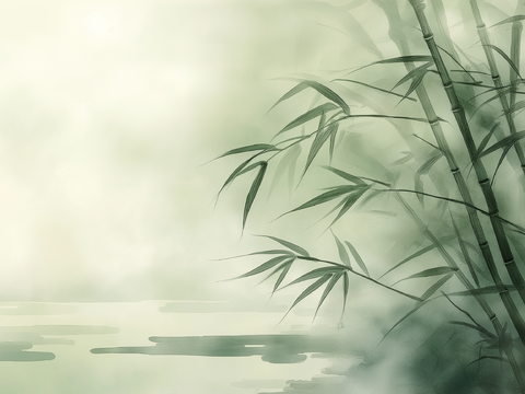  高清中式竹子水墨画 
