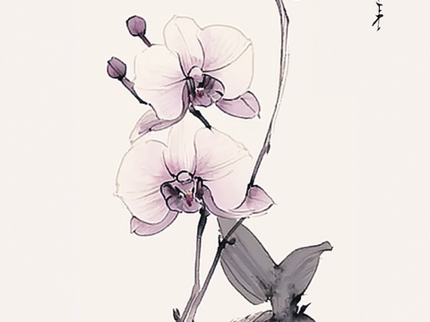  高清中式花鸟水墨画 