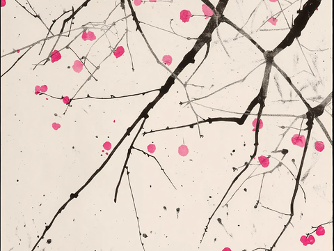  高清中式花鸟水墨画 