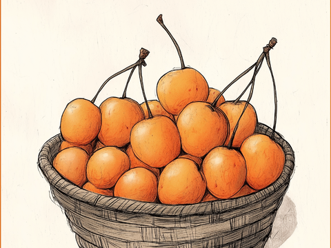  高清枇杷水果画 