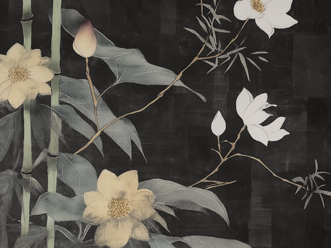  高清荷叶莲花挂画 