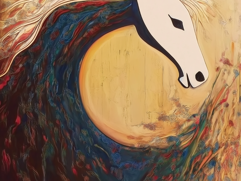 高清马儿中古风挂画