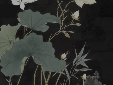  高清荷叶莲花挂画 